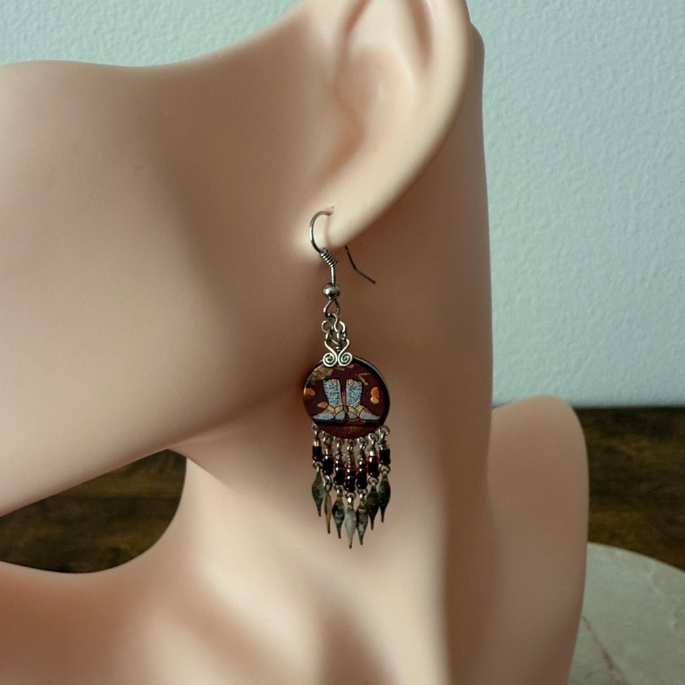 Bohemian Silver and Brown Dangle Earrings